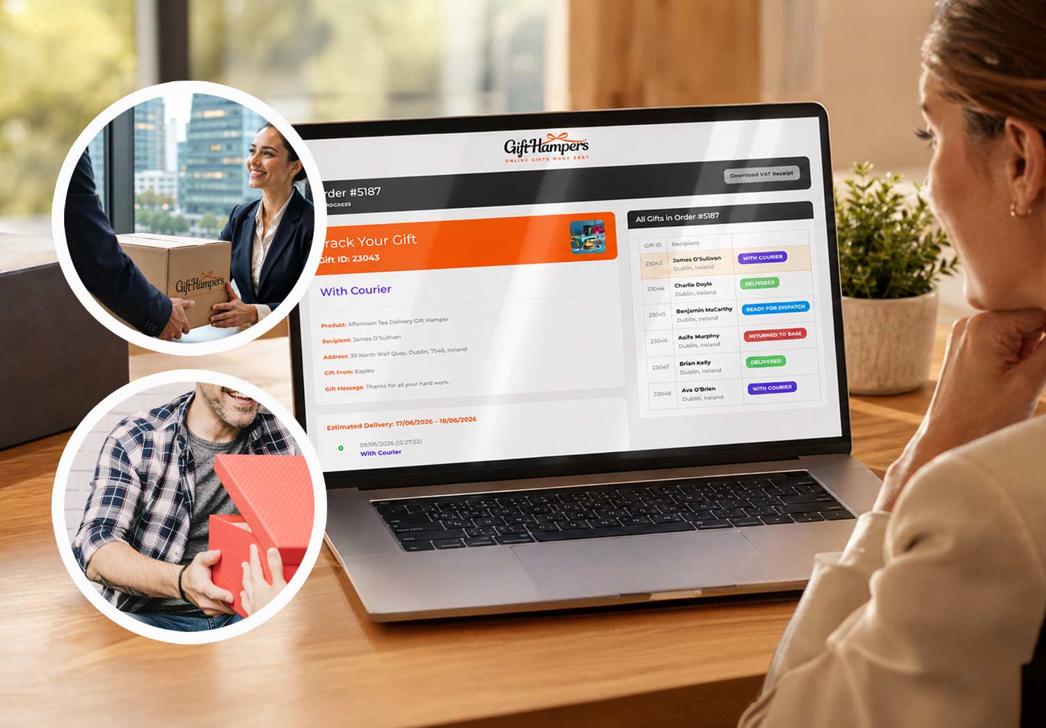 realtime tracking corporate gift hamper delivery in Belgium